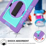 360 Degree Rotation Contrast Color Shockproof Silicone + PC Case with Holder & Hand Grip Strap & Shoulder Strap For iPad 10.2 2020 / 2019 (Purple + Mint Green)