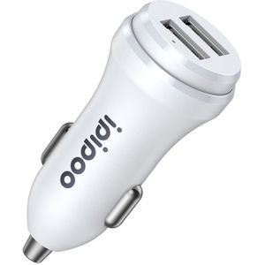 ipipoo XP-1 Dual USB Car Fast Charging Charger with Android Line (White)
