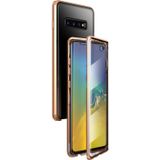 For Samsung Galaxy S10 Magnetic Metal Frame Double-sided Tempered Glass Case(Gold)