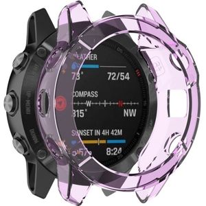 Suitable for Garmin Fenix 6X / 6X Pro Transparent TPU Silica Gel Watch Case(Transparent purple)