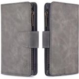 For Huawei Y6 (2019) Skin Feel Detachable Magnetic Zipper Horizontal Flip PU Leather Case with Holder & Card Slots & Wallet & Photo Frame & Lanyard(Grey)