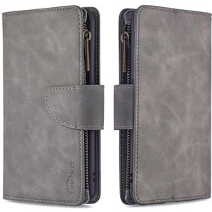 For Huawei Y6 (2019) Skin Feel Detachable Magnetic Zipper Horizontal Flip PU Leather Case with Holder & Card Slots & Wallet & Photo Frame & Lanyard(Grey)