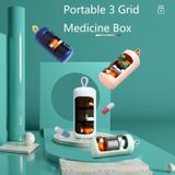 2 PCS Portable 3 Grid Medicine Box Large-capacity Mini Travel Medicine Sealed Storage Box(Quiet Blue)