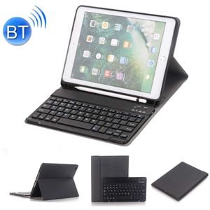 Detachable Bluetooth Keyboard + Horizontal Flip Leather Case with Holder & Pencil Holder for iPad Pro 9.7 inch  iPad Air  iPad Air 2  iPad 9.7 inch (2017)  iPad 9.7 inch (2018) (Black)