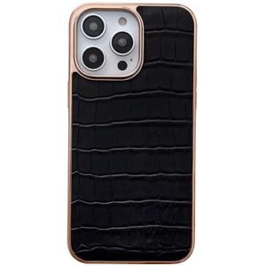 Voor iPhone 13 Pro Max Nano Galvaniseren Krokodil Textuur Lederen Telefoon Case (Zwart)