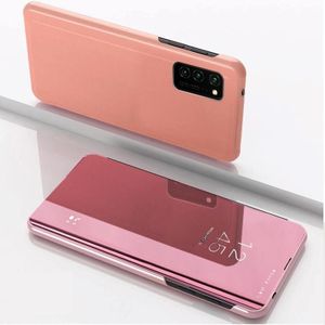 Voor Samsung Galaxy S21 Ultra 5G Plated Mirror Horizontale Flip Lederen Case met Houder (Rose Gold)