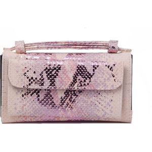 Ladies Snake Sequins Print Wrist Bag Multifunctional Chain One-Shoulder Diagonal Wallet(Pink)