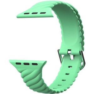 Solid Color Twist Silicone Replacement Strap Watchband For Apple Watch Series 7 & 6 & SE & 5 & 4 44mm  / 3 & 2 & 1 42mm(Green)