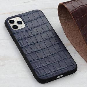 Crocodile Texture Genuine Leather Protective Case For iPhone 11 Pro(Blue)