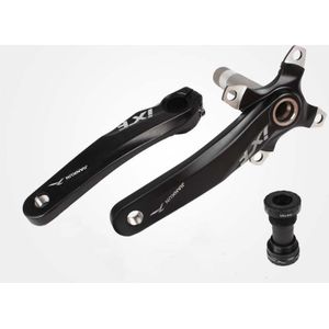 JIANKUN IXF Mountain Bike Hollow Crank Modified Single-plate Left and Right Cranks Crankshaft Bottom Axle  Style:Left and Right Crank+Bottom Bracket(Black)