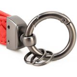 Car Metal + Braided Leather Key Ring Keychain (Pink)