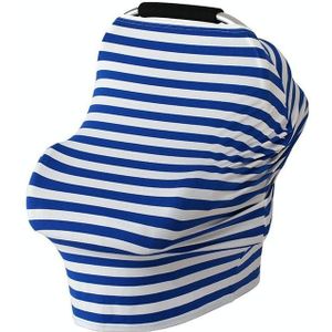Multifunctional Cotton Nursing Towel Safety Seat Cushion Stroller Cover(Blue and White Stripes)