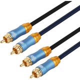 EMK 2 x RCA Male to 2 x RCA Male Gold Plated Connector Nylon Braid Coaxial Audio Cable for TV / Amplifier / Home Theater / DVD  Cable Length:5m(Dark Blue)