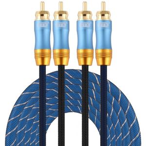 EMK 2 x RCA Male to 2 x RCA Male Gold Plated Connector Nylon Braid Coaxial Audio Cable for TV / Amplifier / Home Theater / DVD  Cable Length:5m(Dark Blue)