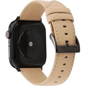 For Apple Watch Series 5 & 4 40mm / 3 & 2 & 1 38mm Cowhide Texture Leather Watchband(Khaki)