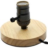 Retro Desktop Decoration Solid Wood E27 Base Lamp Holder without Light Source  EU Plug(Brown)