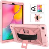 For Galaxy Tab A 10.1 (2019) T510 Contrast Color Silicone + PC Combination Case with Holder(Rose Gold)