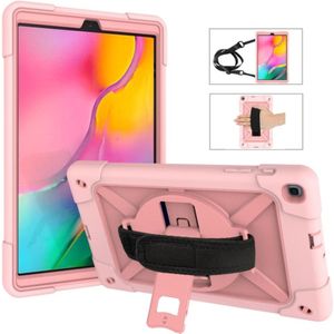 For Galaxy Tab A 10.1 (2019) T510 Contrast Color Silicone + PC Combination Case with Holder(Rose Gold)