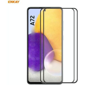 For Samsung Galaxy A72 4G / 5G 2 PCS ENKAY Hat-Prince Anti-drop Full Glue Tempered Glass Full Screen Film Anti-fall Protector