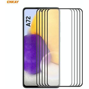 For Samsung Galaxy A72 4G / 5G 5 PCS ENKAY Hat-Prince Anti-drop Full Glue Tempered Glass Full Screen Film Anti-fall Protector