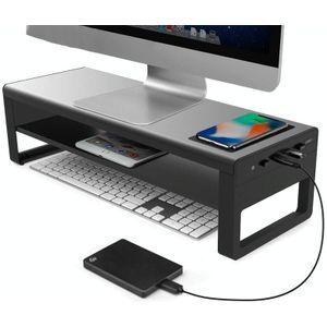 Vaydeer Metal Display Increase Rack Multifunctional Usb Wireless Laptop Screen Stand  Style:Wireless Charging Double Layer(L)