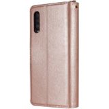 For Samsung Galaxy A70 Zipper Wallet Bag Horizontal Flip PU Leather Case with Holder & 9 Card Slots & Wallet & Lanyard & Photo Frame(Rose Gold)