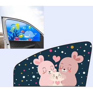 Car Cartoon Magnetic Sunshade Sunscreen Telescopic Collapsible Sunshield  Size:Co-pilot(Rabbit)