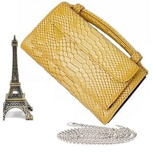 Genuine Leather Women Hand Bag Female Fashion Chain Shoulder Bag Luxury Designer Tote Messenger Bags(Egg yellow)