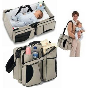 Newborn Baby Portable Travel Foldable Bed Mummy Pack Bag(Grey Coffee)