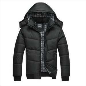 Men Winter Jacket Casual Slim Cotton With Hooded Parkas(Black)