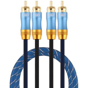 EMK 2 x RCA Male to 2 x RCA Male Gold Plated Connector Nylon Braid Coaxial Audio Cable for TV / Amplifier / Home Theater / DVD  Cable Length:1m(Dark Blue)