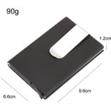 Aluminum Alloy Credit Card Case RFID Anti-Magnetic Metal Card Box(Microfiber Leather Black)