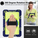 360 Degree Rotation Contrast Color Shockproof Silicone + PC Case with Holder & Hand Grip Strap & Shoulder Strap For iPad mini (2019) / 4(Navy Blue+Yellow Green)