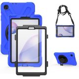 For Samsung Galaxy Tab A 8.4 2020 T307U Shockproof Colorful Silicone + PC Protective Case with Holder & Shoulder Strap & Hand Strap & Screen Protector(Blue)