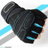 Gym Gloves Heavyweight Sports Exercise Weight Lifting Gloves Body Building Training Sport Fitness Gloves  Size:L(Sky blue)