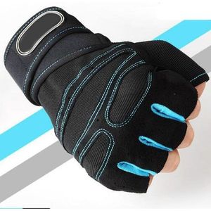 Gym Gloves Heavyweight Sports Exercise Weight Lifting Gloves Body Building Training Sport Fitness Gloves  Size:L(Sky blue)