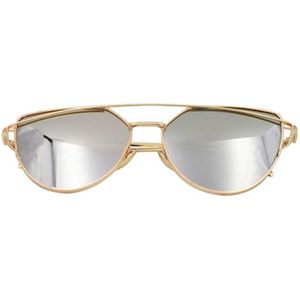 Unisex Fashion Color Film UV400 Reflective Sunglasses (Gold + Mercury)