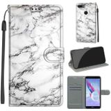 For Honor 9 Lite Voltage Colored Drawing Magnetic Clasp Horizontal Flip PU Leather Case with Holder & Card Slots(C01 White Marble)