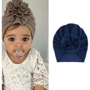 5 PCS Baby Sun Flower Hedging Cap Solid Color Turban Hat  Size: One Size(Tibetan Blue)