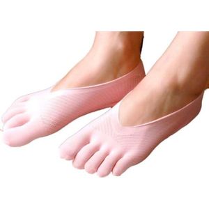 5 Pairs  Female Socks Five Toe Sock Slippers Invisibility for Solid Color Crew Socks(Pink)