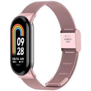 Voor Xiaomi Mi Band 8 Milanese gesp metalen horlogeband (roze roze)