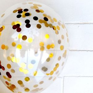 5 PCS 12 inch Transparent Gold Sequins Confetti Balloons  Holiday Party Wedding Decoration Confetti Balloons  Random Style Delivery