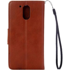 For Motorola Moto G (4rd gen) Plus Pressed Flowers Leather Case with Holder & Card Slots & Wallet(Brown)