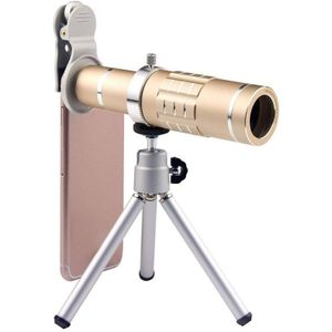 Universal 18X Zoom Telescope Telephoto Camera Lens with Tripod Mount & Mobile Phone Clip  For iPhone  Galaxy  Huawei  Xiaomi  LG  HTC and Other Smart Phones (Gold)