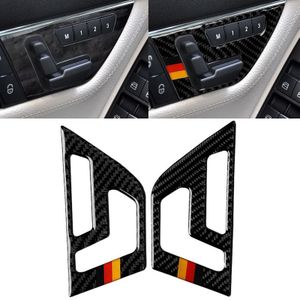 2 PCS German Flag Car Carbon Fiber Seat Adjustment Panel Decorative Sticker for Mercedes-Benz W204 2007-2013