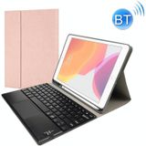 RK508C Detachable Magnetic Plastic Bluetooth Keyboard with Touchpad + Silk Pattern TPU Protective Cover for iPad 9.7 inch  with Pen Slot & Bracket(Rose Gold)