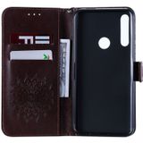 Pressed Printing Sunflower Pattern Horizontal Flip PU Leather Case for Huawei P Smart Z / Y9 Prime (2019)  with Holder & Card Slots & Wallet & Lanyard (Brown)