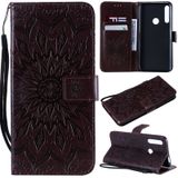 Pressed Printing Sunflower Pattern Horizontal Flip PU Leather Case for Huawei P Smart Z / Y9 Prime (2019)  with Holder & Card Slots & Wallet & Lanyard (Brown)