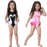 Swan Flamingo Girls Swimwear with Swimming Cap  Size:XXXL (7-8years)(Pink Flamingo)