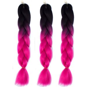 Fashion Color Gradient Individual Braid Wigs Chemical Fiber Big Braids  Length: 60cm(Black+Magenta)